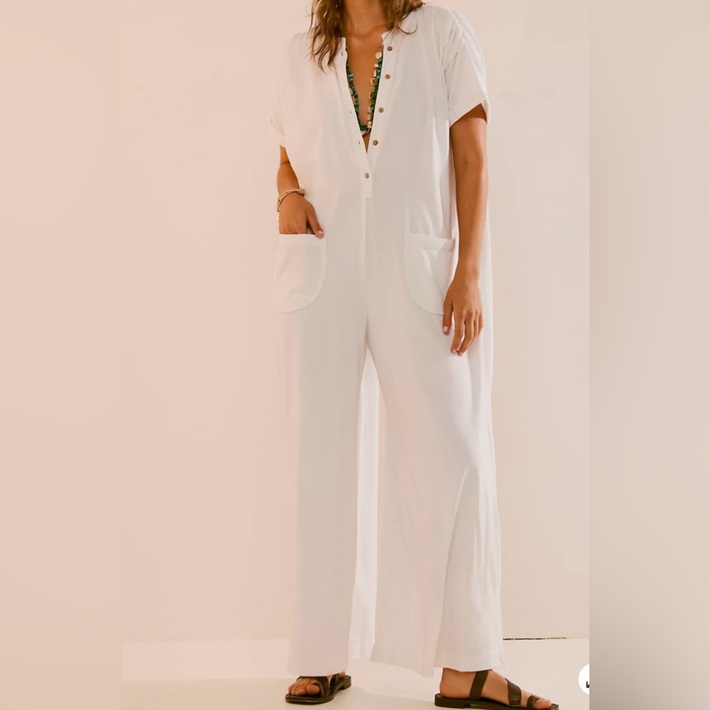 FP Beach My Go To Jumpsuit Ivory Sz S